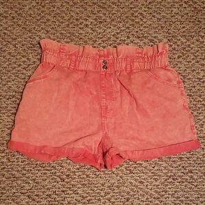Wild Fable women's red denim cuff elastic waist stretch jean shorts
